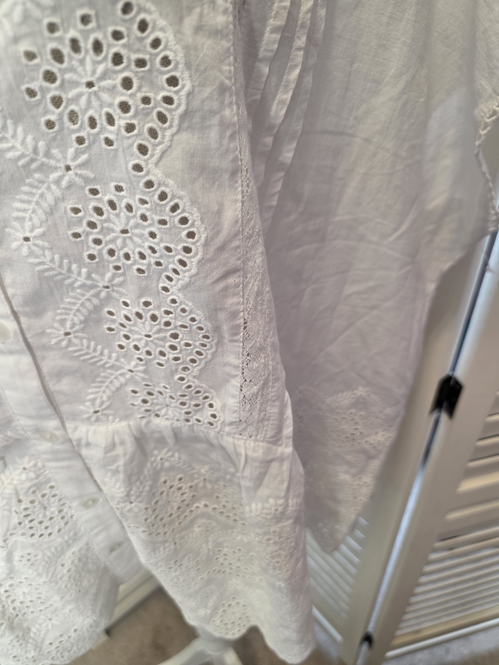 Sundance White Eyelet Cotton Button-Down Blouse 2XL 1498 P2P 29 - Picture 6 of 6